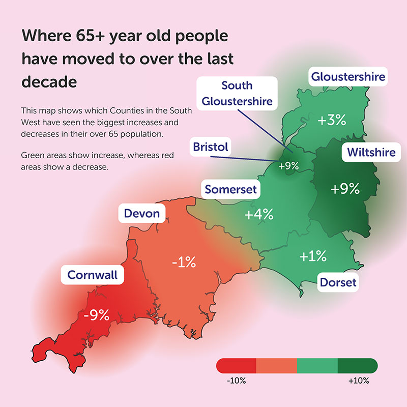 South West Where 65+ People Are Living Infographic
